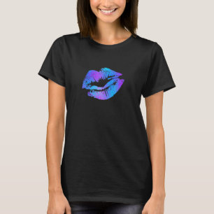 Camiseta Labios pintados de fantasía rosa azul y morado 