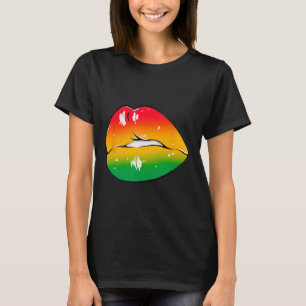 Camiseta Labios Rojos Amarillos Verdes África Moda Diseño d
