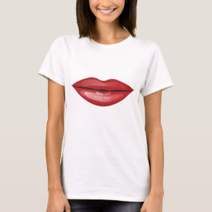 Camiseta Labios Rojos Brillantes Beso Chic Moderno Glamour 