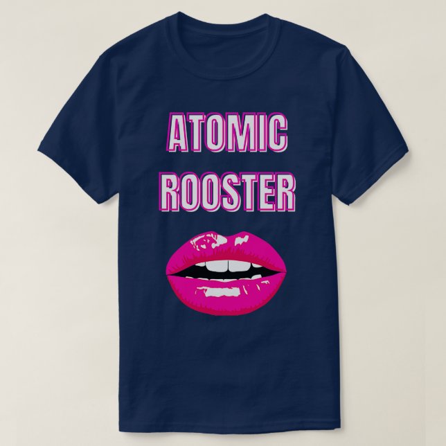 Camiseta labios rojos de gallo atómico (Diseño del anverso)