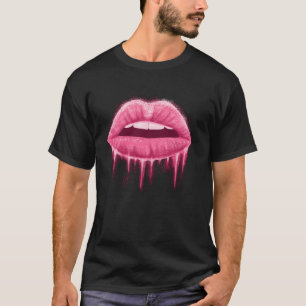 Camiseta Labios Rosados Marcas De Besos De Lápiz Labial Maq