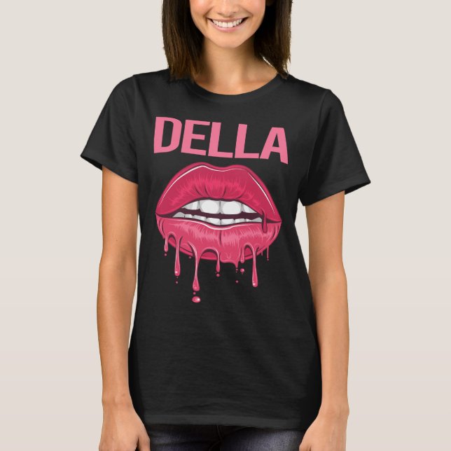 Camiseta Labios Rosas - Della Name (Anverso)