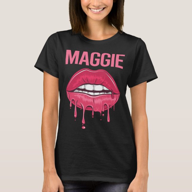 Camiseta Labios Rosas - Maggie Nombre (Anverso)