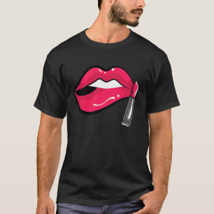 Camiseta Labios rosas pintalabios Besarse Boca Retro tema d