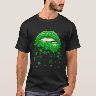 Camiseta Labios Verdes Sexys de Marihuana