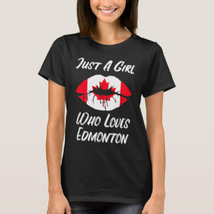 Camiseta Labios y Boca Aman Bandera Canadiense Edmonton