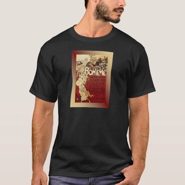 Camiseta LaBoheme ~ Opera Puccini 1896 con fondo (Anverso)