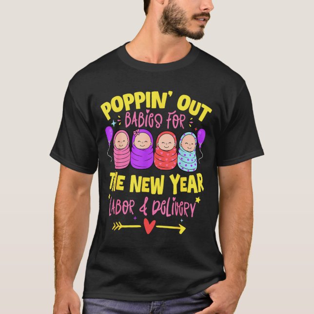 Camiseta Labor And Delivery L&amp;d Nurse Happy New Year  (Anverso)