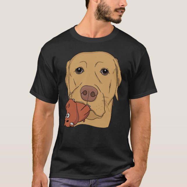 Camiseta Laboratorio Amarillo Con Juguete Hippo Alimentado (Anverso)