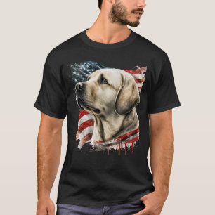 Camiseta Laboratorio amarillo con la bandera estadounidense