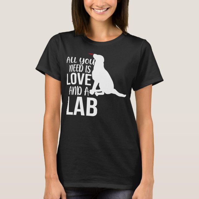 Camiseta Laboratorio Amarillo Todo Lo Que Necesitas Es Amor (Anverso)
