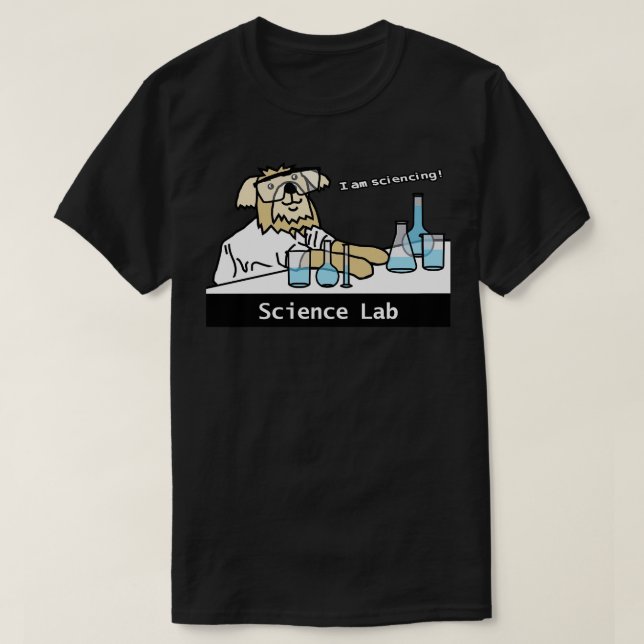Camiseta Laboratorio de ciencias y perro (Diseño del anverso)