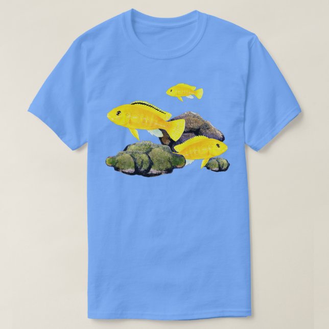 Camiseta Laboratorio Eléctrico Amarillo Cichlid Peces Aquar (Diseño del anverso)