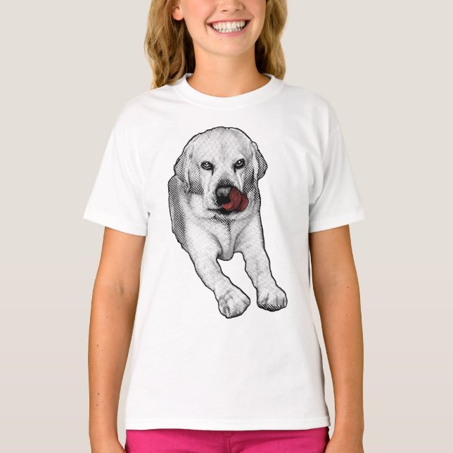 Camiseta Laboratorio juguetón, brillo rojo de fiesta (Anverso)