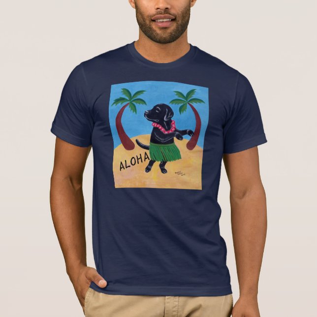 Camiseta Laboratorio negro de la hawaiana (Anverso)