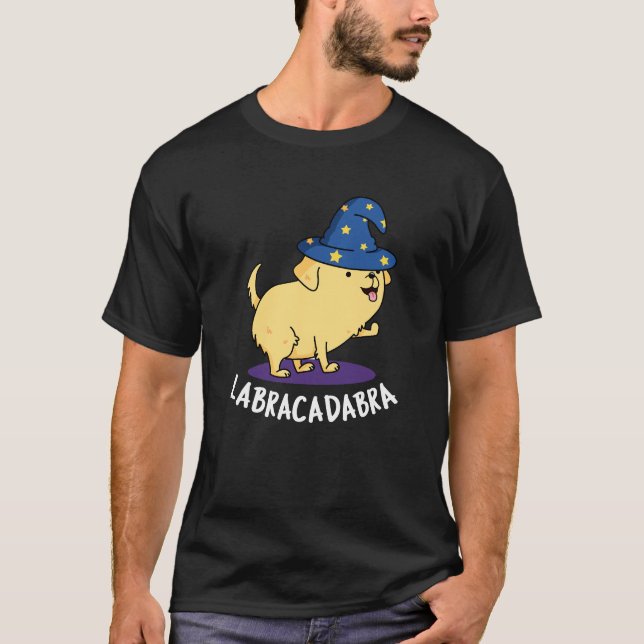 Camiseta Labra-cadabra Graciosa Labrador Perro Pun Dark BG (Anverso)