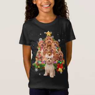 Camiseta Labradoodle Árbol de navidad ilumina graciosos per