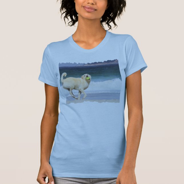 Camiseta Labradoodle - día feliz en la playa (Anverso)