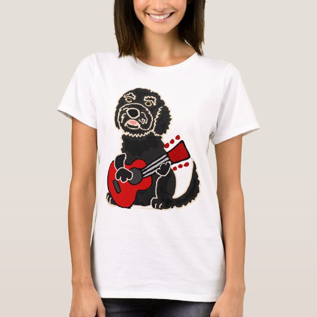 Camiseta Labradoodle divertido que toca la guitarra (Anverso)