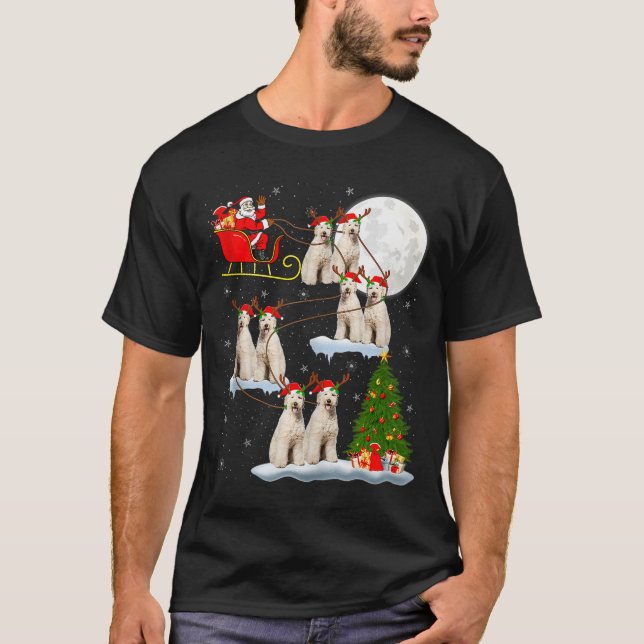 Camiseta Labradoodle Dog Santa Sleigh Flying Funny Magical  (Anverso)