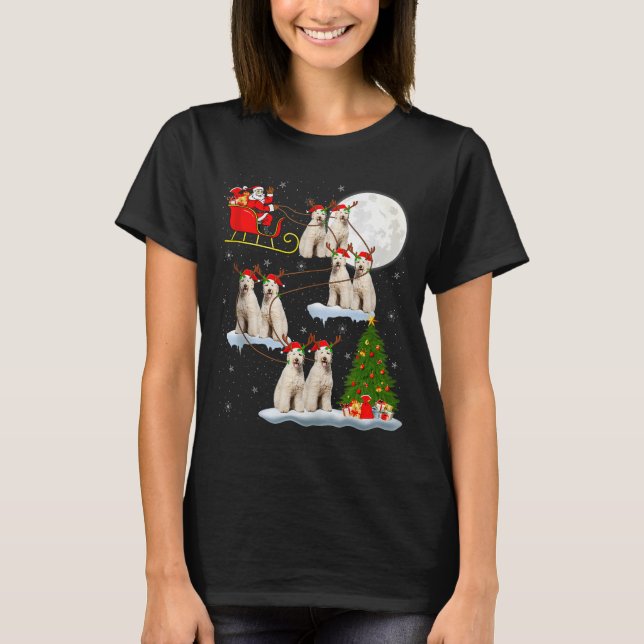 Camiseta Labradoodle Dog Santa Sleigh Flying Funny Magical  (Anverso)