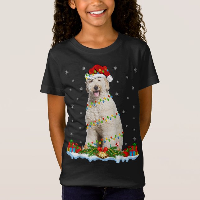 Camiseta Labradoodle Dog Xmas Iluminando Santa Labradoodle  (Anverso)