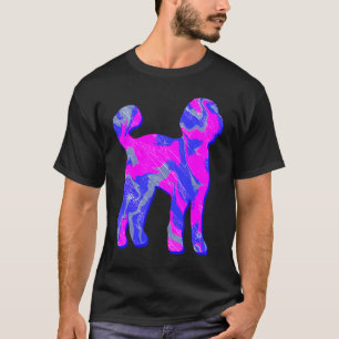 Camiseta Labradoodle Perro Silueta rosa y azul