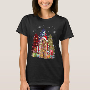 Camiseta Labradoodle Santa Hat Light Buffalo Plaid Leopardo