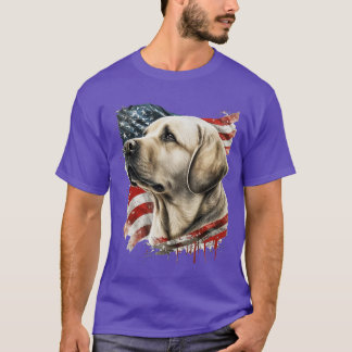 Camiseta Labrador amarillo con amigos de la bandera america