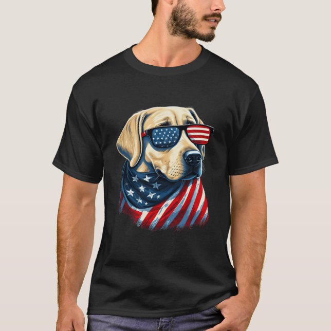 Camiseta Labrador amarillo con bandera estadounidense Patri (Anverso)