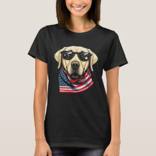 Camiseta Labrador Amarillo Con Bandera Estadounidense Patri