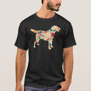 Camiseta Labrador amarillo floral Silhouette - perro de Lab