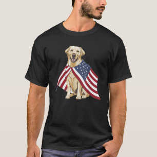 Camiseta Labrador amarillo llama a perro bandera estadounid
