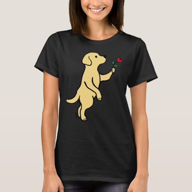 Camiseta Labrador Amarillo Pequeña Flor Cardíaca (Anverso)