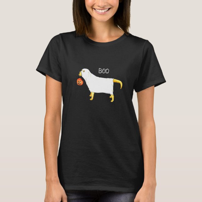 Camiseta Labrador amarillo perro fantasma de Halloween (Anverso)