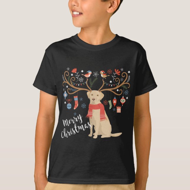 Camiseta Labrador amarillo recuperador de Navidades Perro L (Anverso)