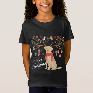 Camiseta Labrador amarillo recuperador de Navidades Perro L