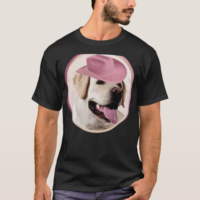 Camiseta ¡Labrador Amarillo Recuperador En Gorra Rosa! Espe (Anverso)