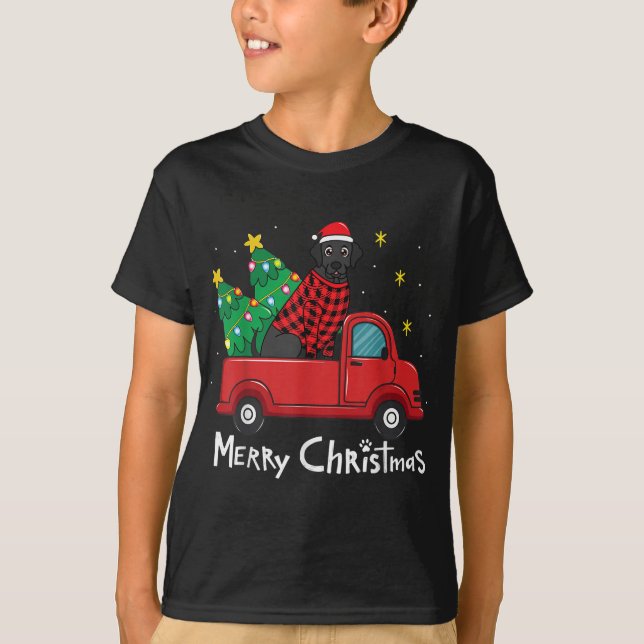 Camiseta Labrador Black Navidades Truck Tree Mom Dad Xmas D (Anverso)
