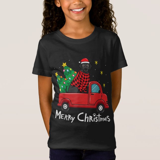 Camiseta Labrador Black Navidades Truck Tree Mom Dad Xmas D (Anverso)