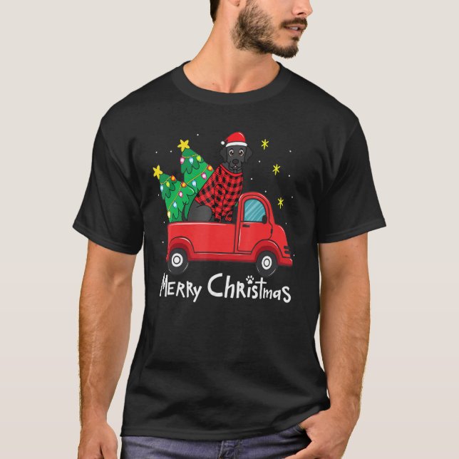 Camiseta Labrador Black Navidades Truck Tree Mom Dad Xmas D (Anverso)