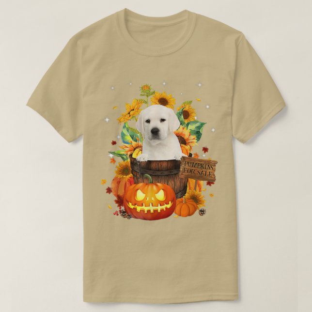 Camiseta Labrador Blanco En Un Cubo De Caída Con Solera De  (Diseño del anverso)