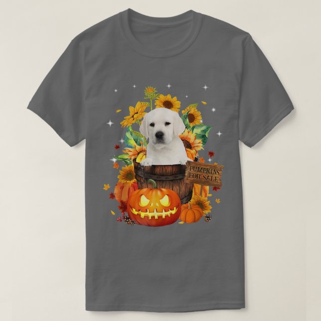 Camiseta Labrador Blanco En Un Cubo De Caída Con Solera De  (Diseño del anverso)