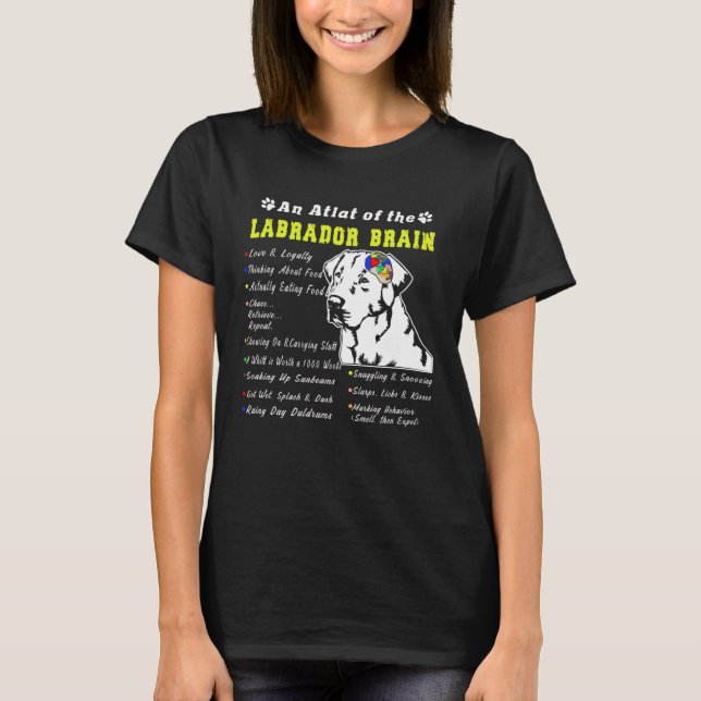 Camiseta Labrador Brain Black Yellow Chocolate Lab (Anverso)