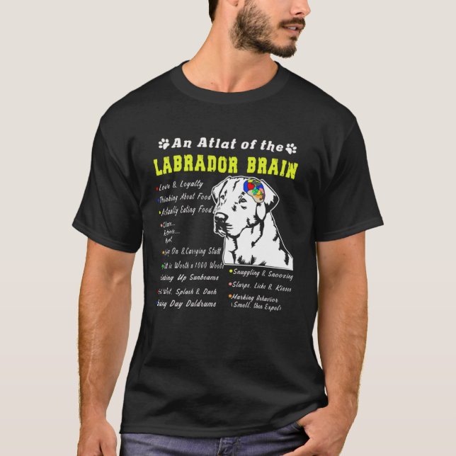 Camiseta Labrador Brain Black Yellow Chocolate Lab (Anverso)
