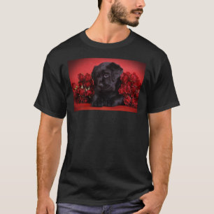 Camiseta Labrador Cachorro Con Rosas Rojas