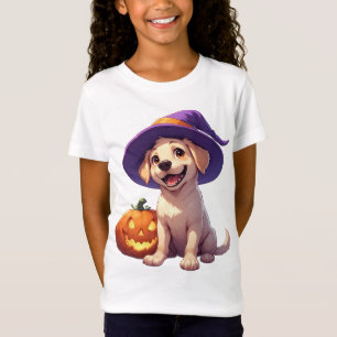 Camiseta Labrador Cachorro de Halloween con Jack O Lantern