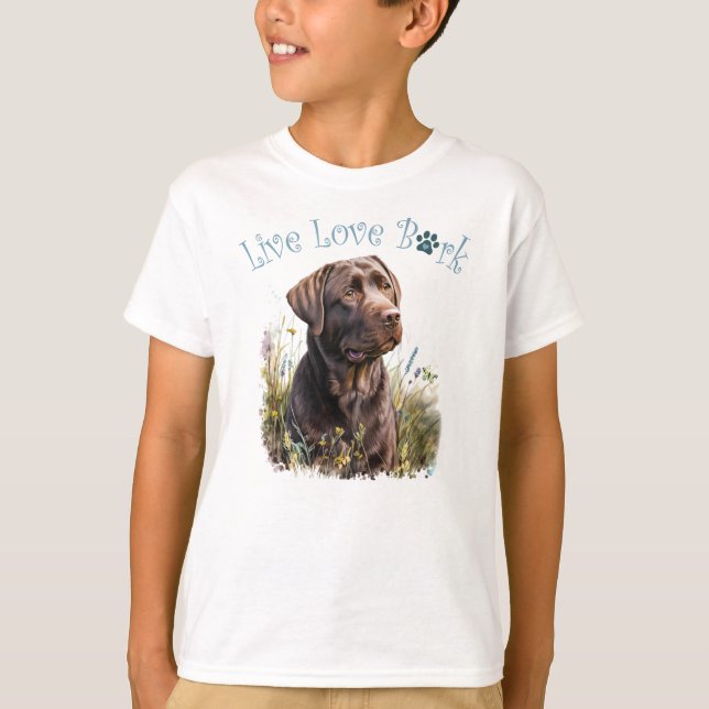 Camiseta Labrador Chocolate Adorable Floral (Anverso)