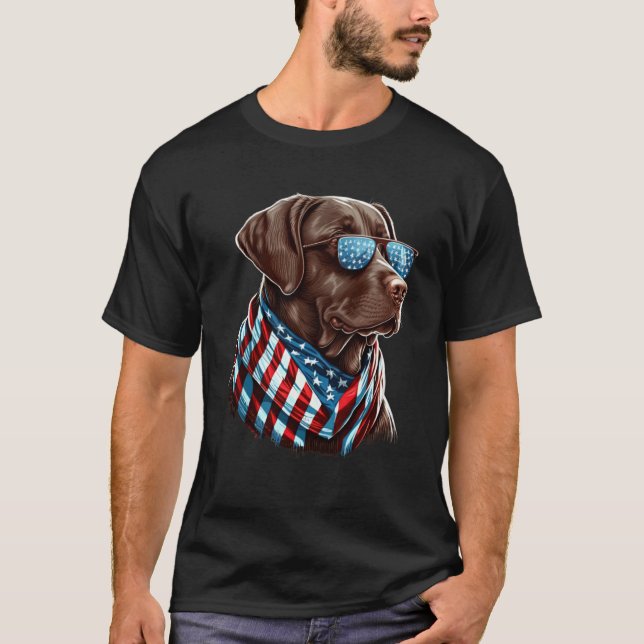 Camiseta Labrador Chocolate Patriótico USA Orgullo (Anverso)