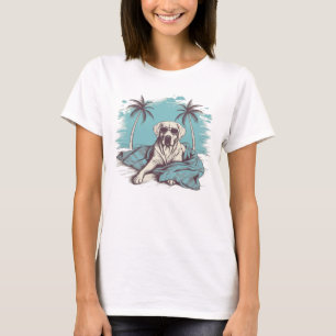 Camiseta Labrador con gafas de sol en la playa